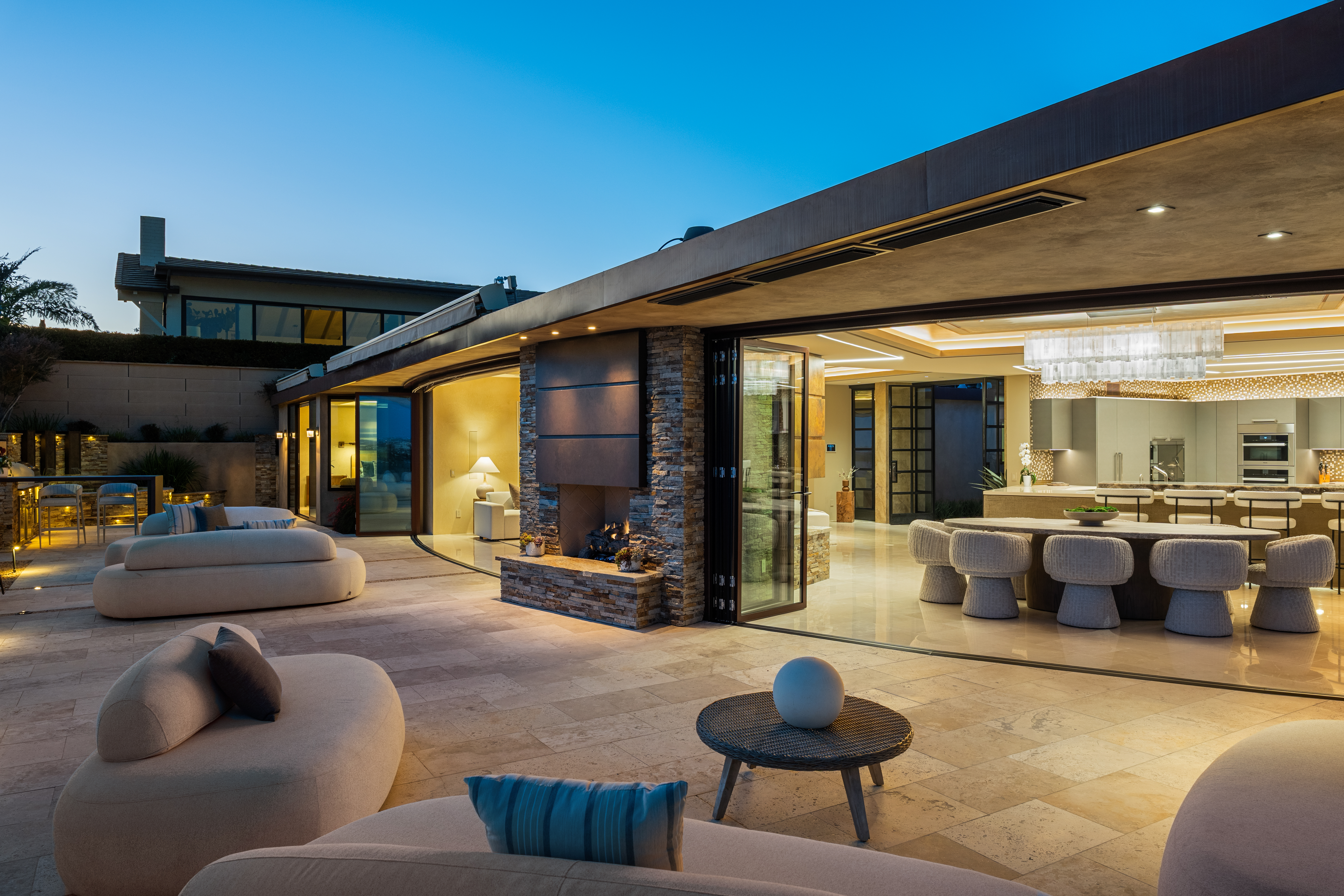 Outdoor entertaining terrace with spa and BBQ island