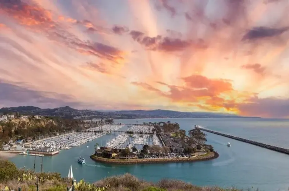 Beach houses on sunset