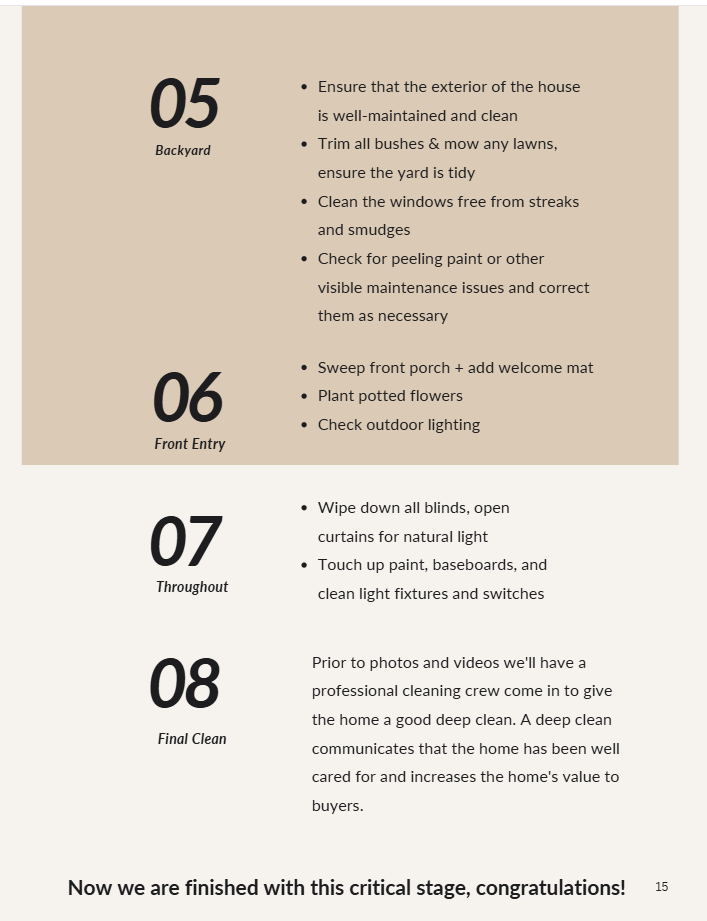 Seller's Guide - Pre-Listing Preparation Checklist continued