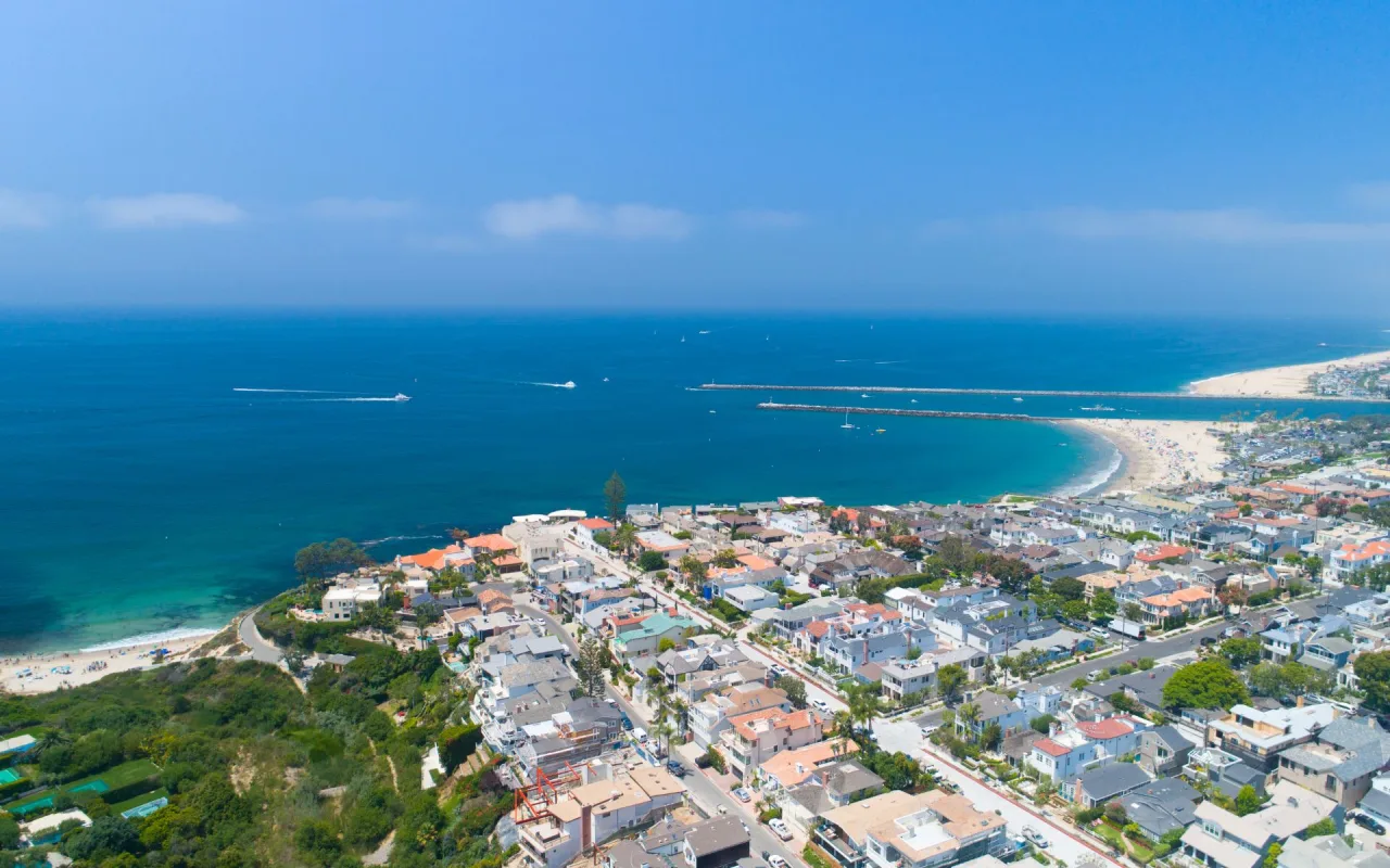 Corona del Mar coastline and Village in Newport Beach, California